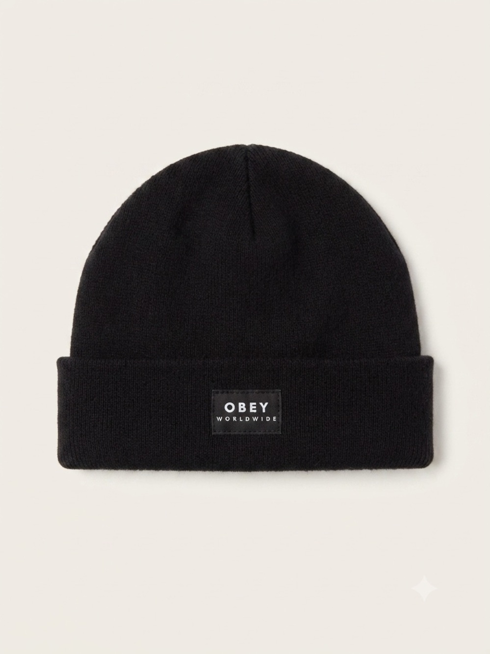 Obey Black Ribbed Logo Beanie
